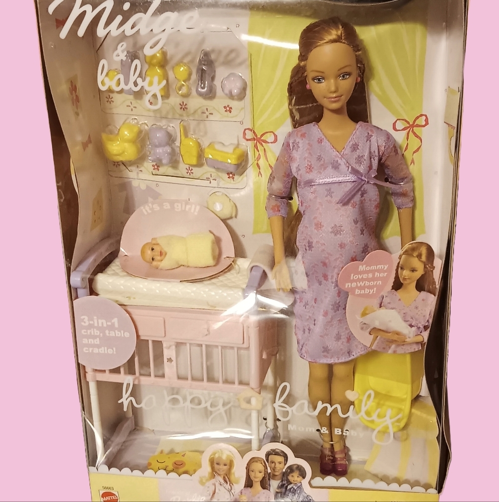 SOLD.     "Vintage 2002 Midge & Baby Barbie Happy Family Mom Doll Controversial